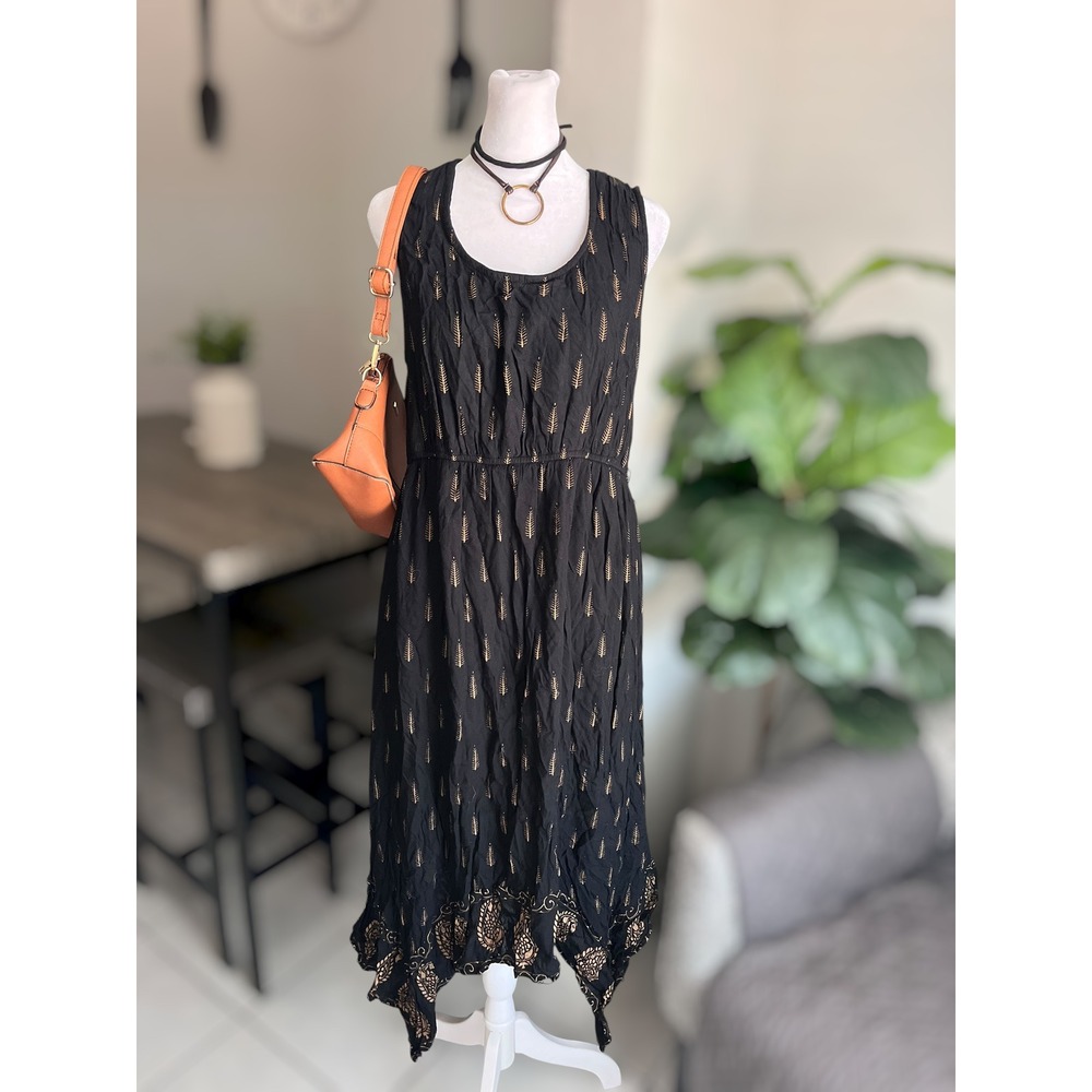 Lapogee Boho Chic Sleeveless Handkerchief Hem Dress Size XL